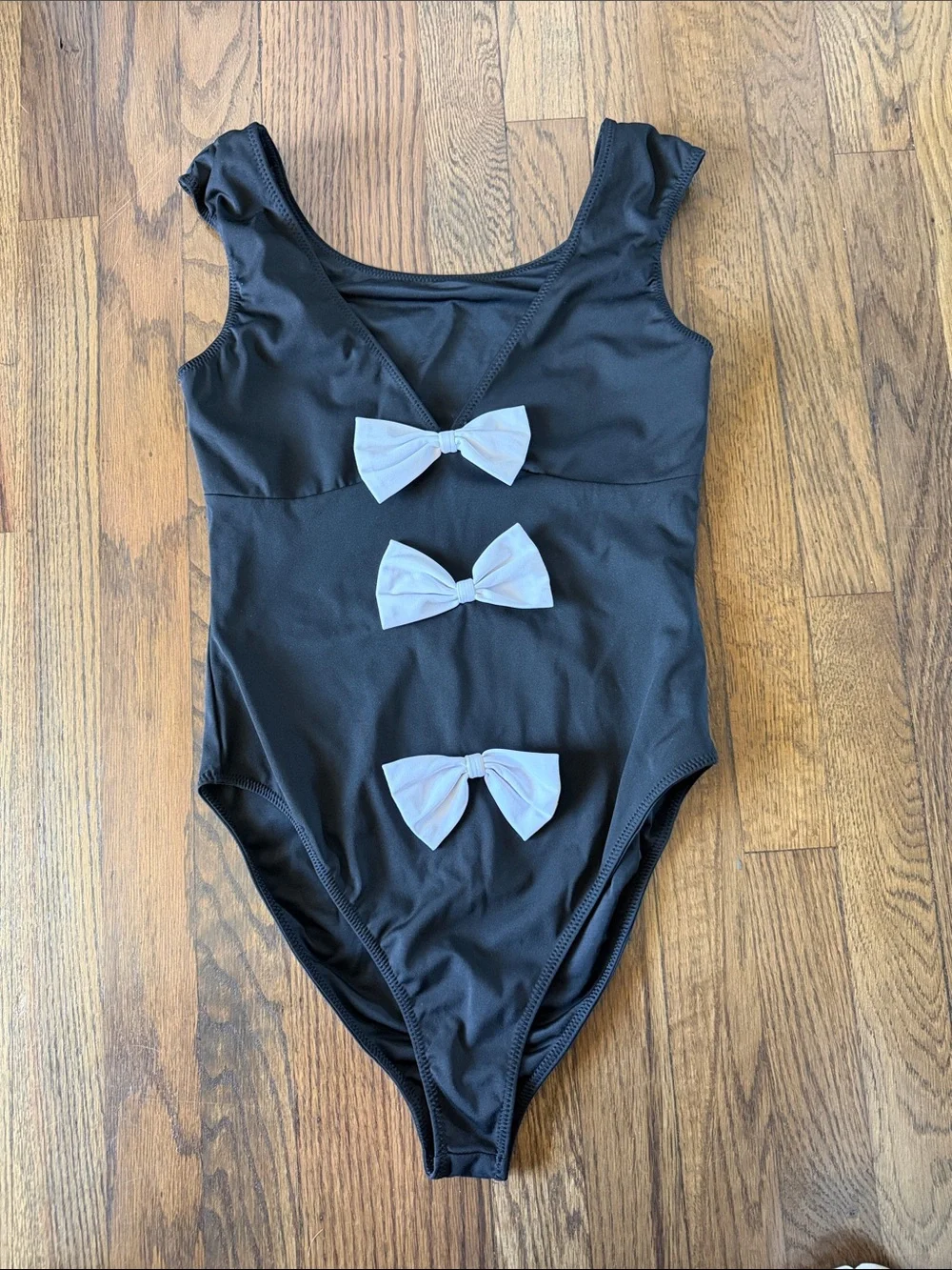 Caroline Constas Black One-Piece Swimsuit with White Bows